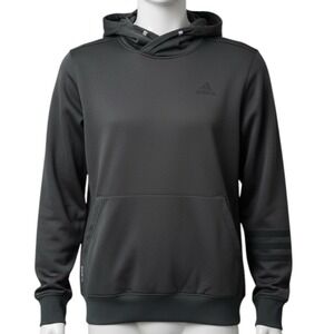 Adidas‎ Basketball Hoodie Dark Gray Fleece Lined 3 Stripe Sleeve Men's XL